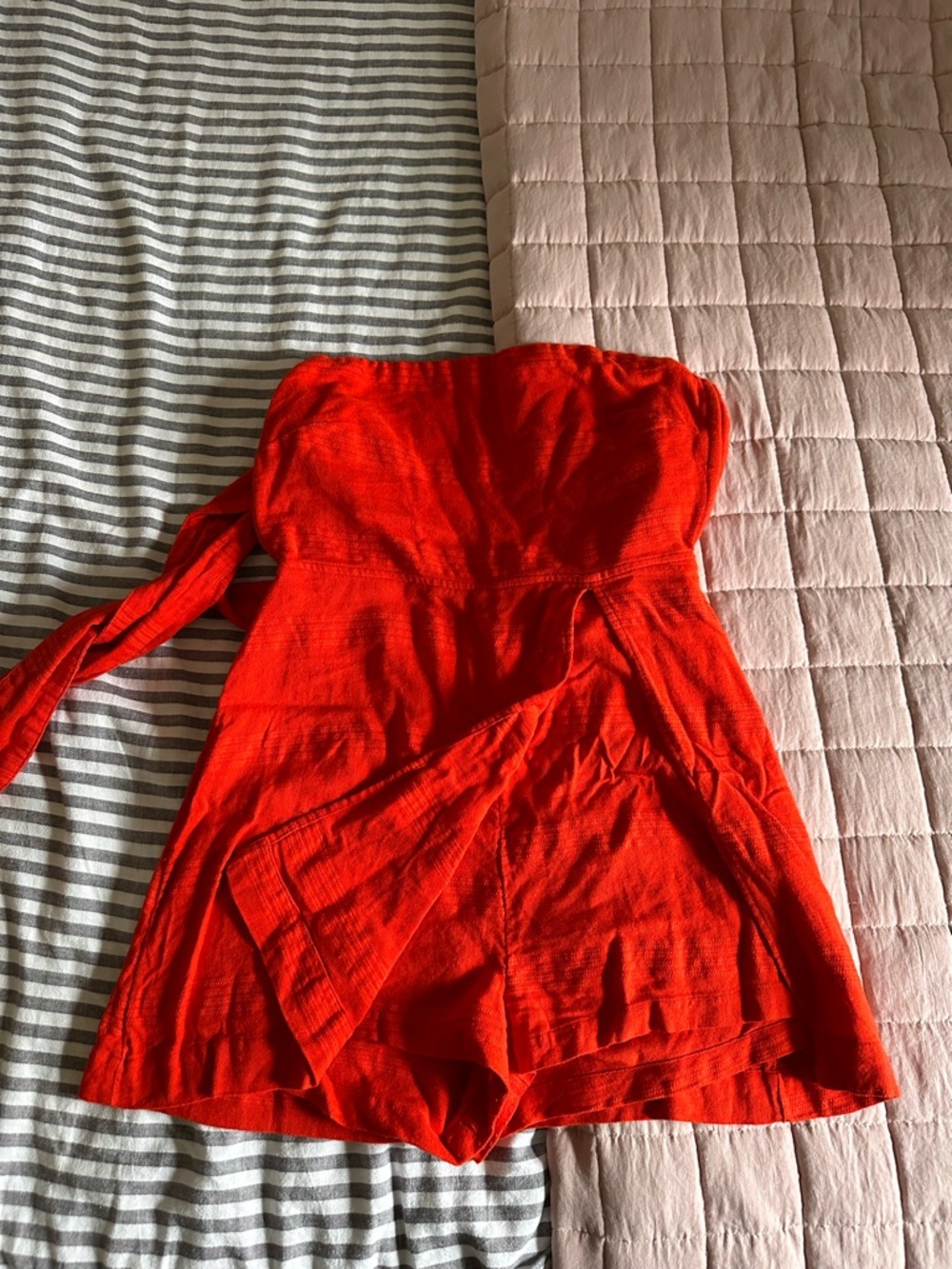 Free People Bright Red Strapless Romper